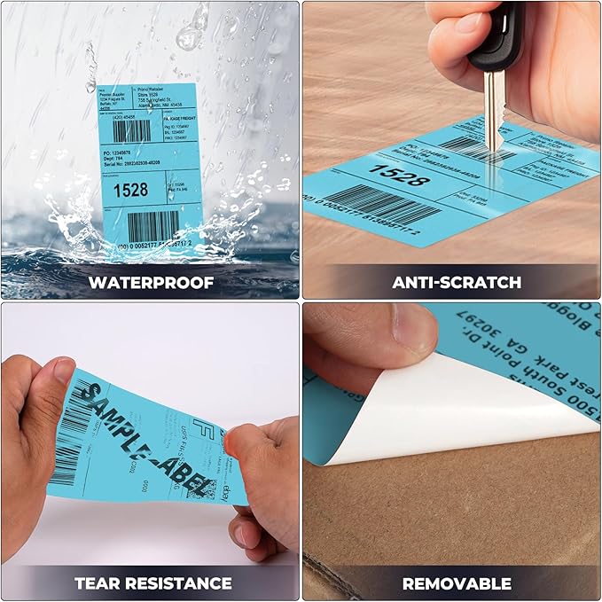 Blue Thermal Labels 3 × 5 Inch Vinyl Self-Adhesive Fanfold Direct Shipping - Image 6