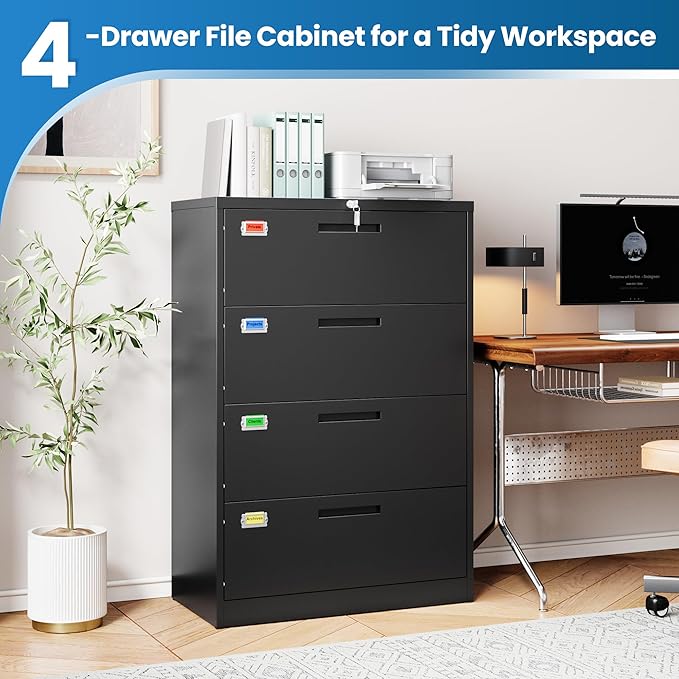 4 Drawer File Cabinet, Lateral Filing Cabinets - Image 6