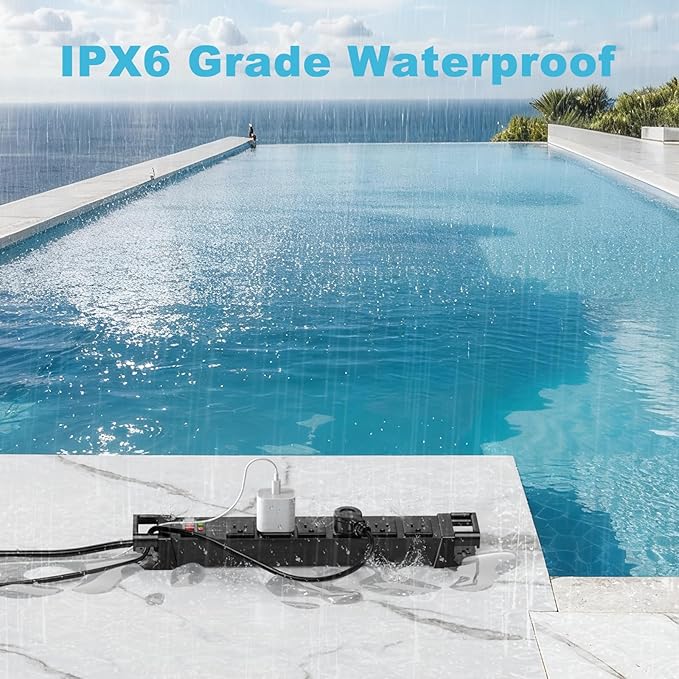IPX6 Outdoor Power Strip Weatherproof, 6 Outlet Metal Surge Protector Wall - Image 5