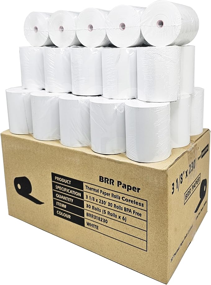 3 1/8 x 230 Thermal Paper Receipt Rolls fits all Clover POS Cash Register - Image 2