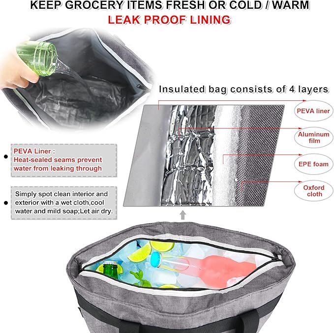 BeeGreen Cooler Bag Soft Leakproof Insulated Tote - Image 3