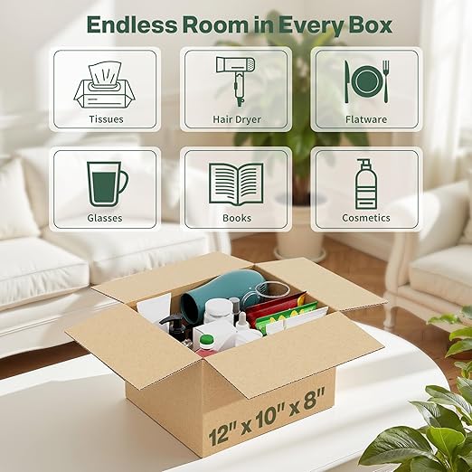 12x10x8 Shipping Boxes, Small Cardboard Box Shipping Box Moving Boxes Packing - Image 3