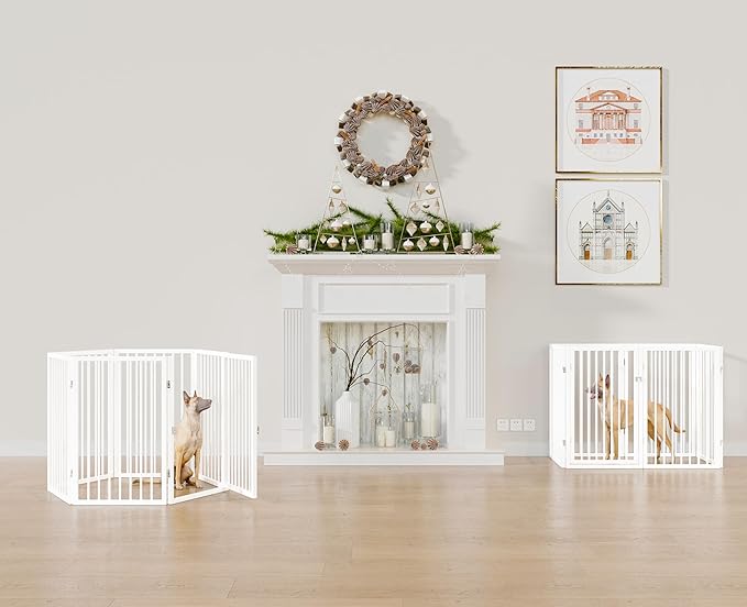 Vantas Folding No-Assembly Metal Pet Gate 120" Wide, Freestanding Accordion - Image 3