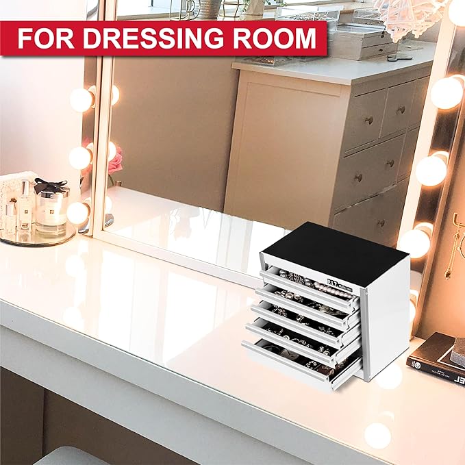 P.I.T. Mini White Tool Box, Portable 5-Drawer Micro Roll Cab Steel Stackable - Image 5