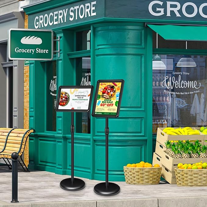 2Packs Adjustable Pedestal Sign Holder Stand 8.5''x11'', Floor Standing Poster - Image 7