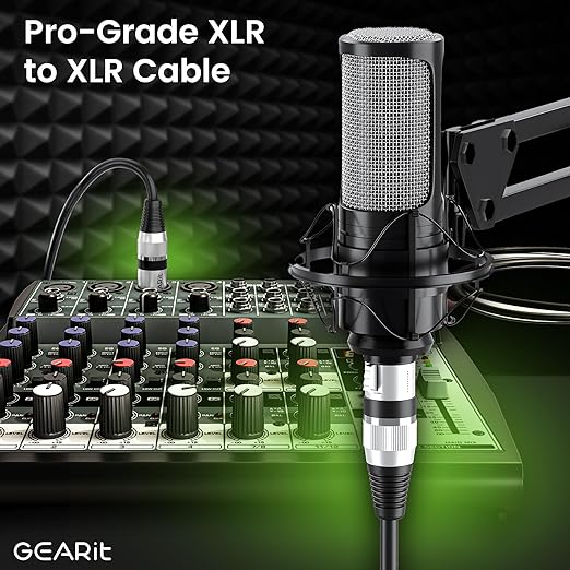 GEARit XLR Male to Female Microphone Cable 3-Pin Balanced Shielded Mixer - Image 2