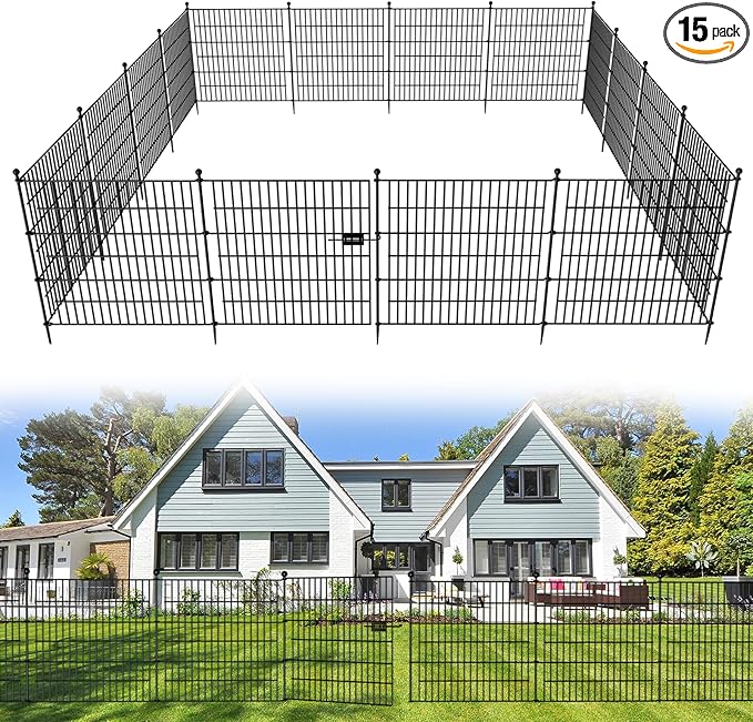 15 Panels No Dig Decorative Outdoor Garden Fence by SecureSpacesCleanerPlaces