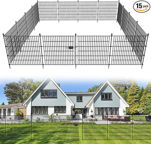 15 Panels No Dig Decorative Outdoor Garden Fence by SecureSpacesCleanerPlaces