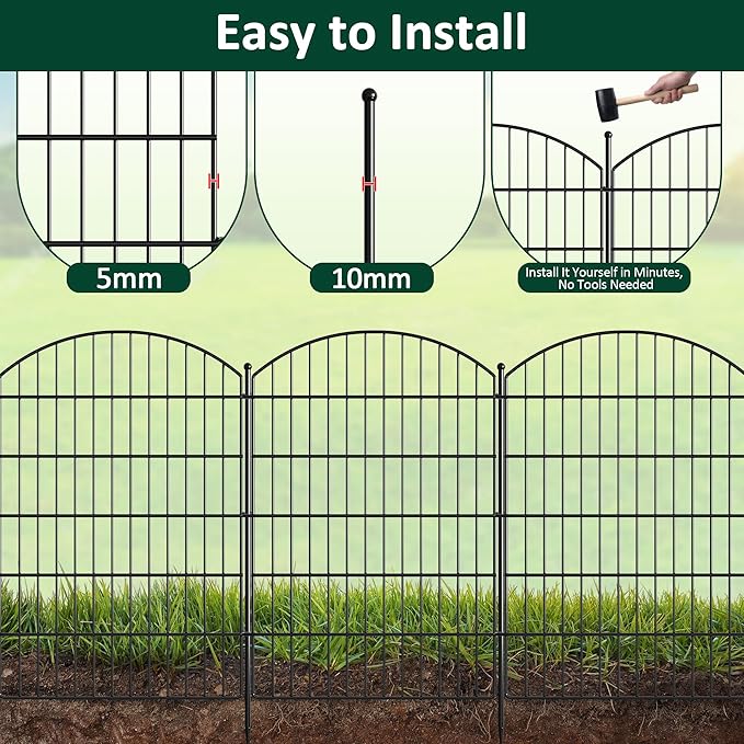 No Dig Dog Fence Outdoor for Yard: Heavy Duty Garden Fence Animal Barrier 10 - Image 5