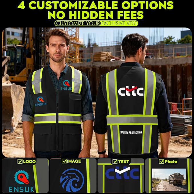 BeautyWill 10/20 Pack Custom Logo Safety Vest, Bulk High Visibility Class 2 - Image 6