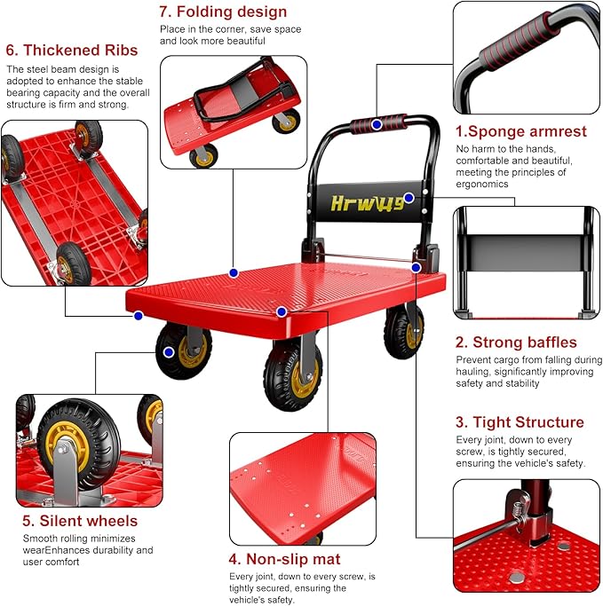 Platform Truck, Foldable Push Cart Dolly - Image 5