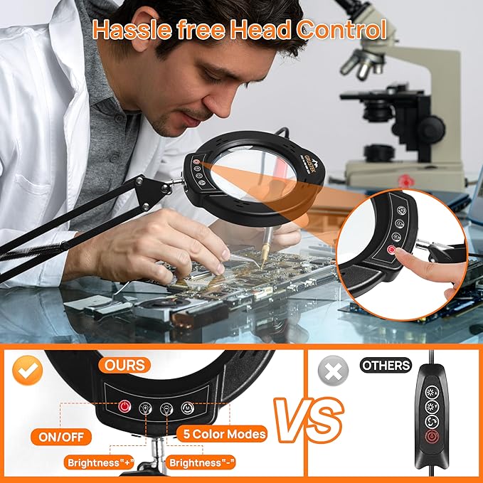 10X Magnifying Glass with Light and Stand, 84 LEDs 2 in 1 Magnifier Lamp with - Image 8
