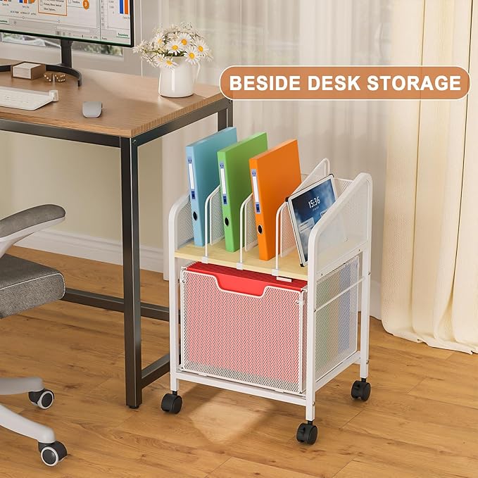 Rolling File Cabinet with Adjustable Dividers, Mobile Filing Cabinet with - Image 6
