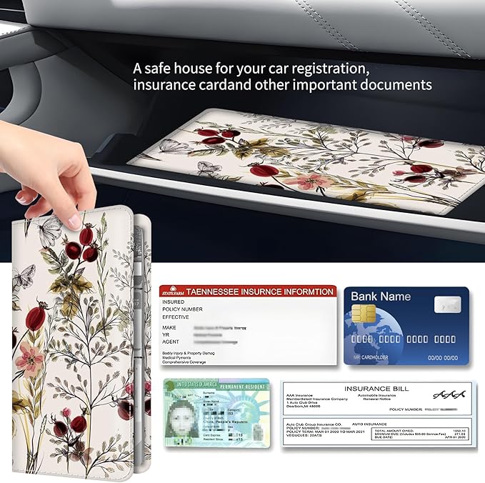 Premium Car Registration and Insurance Card Holder, Cute PU Leather Car - Image 3