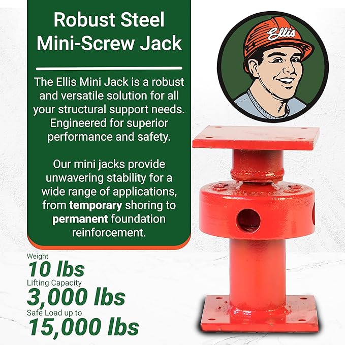 Ellis Manufacturing Adjustable Mini Screw Jack Post – House Jack - Image 2