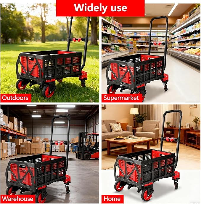 2 in 1 Hand Truck Dolly Foldable, 330LB Folding Hand Truck Heavy Duty Carrying - Image 8