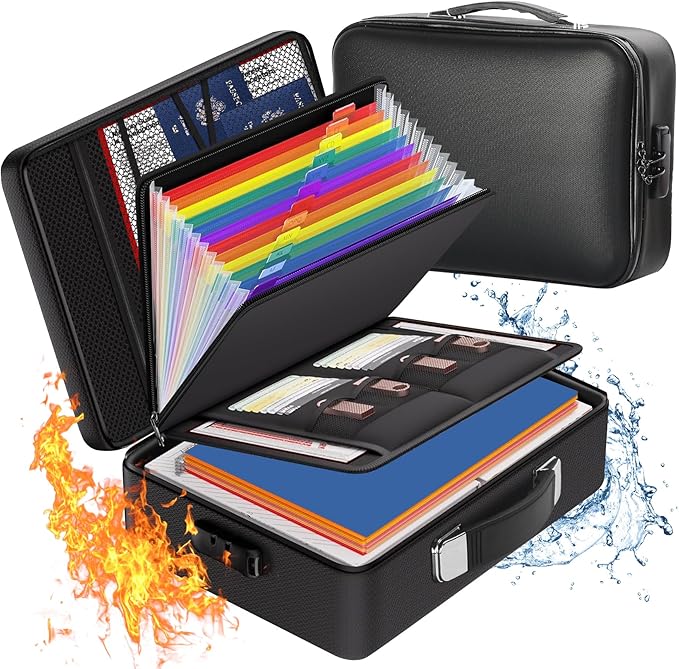 Fireproof Safe Document File Organizer Box, 5200°F Portable File Organizer - Image 2