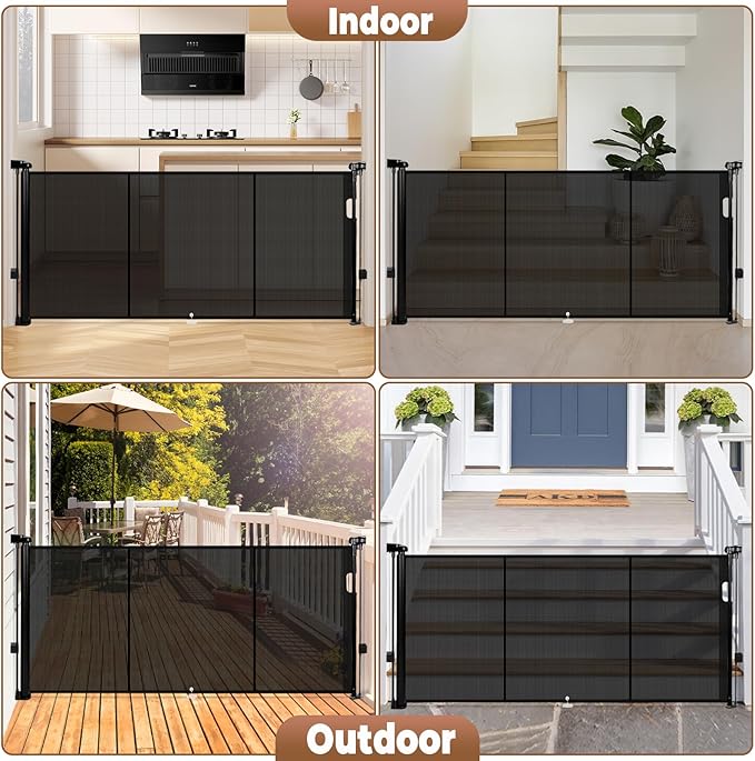 55" Retractable Baby Gate Extra Wide, Mesh Gate Long Child Gate Pet Gate - Image 7