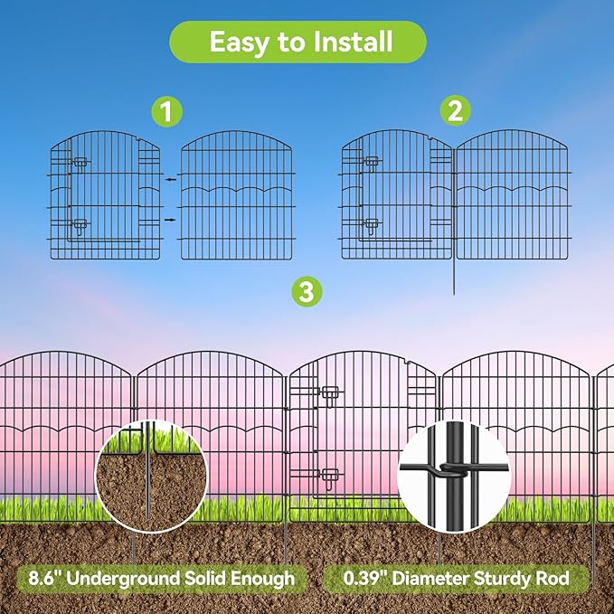 Decorative Garden Fence 12 Panels 26.8ft×32in Garden Fences Animal Barrier - Image 3
