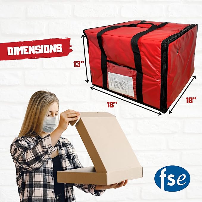 FSE Insulated Pizza Food Delivery Bag Carrier, 18 Inch x 18 Inch x 13 Inch - Image 2