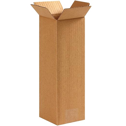 BOX USA Shipping Boxes 4"L x 4"W x 12"H, Storage Box by BOXUSA