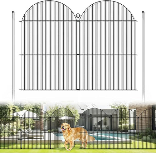 10Pcs No Dig Garden Fence, 32in/24ft Rustproof Metal Dog Fence Outdoor by Tivray