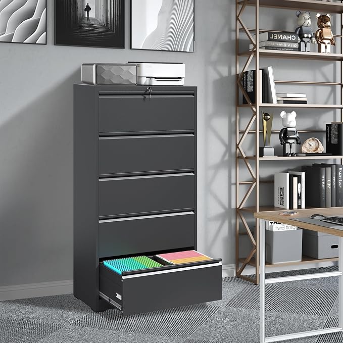 File Cabinets 5 Drawer, Metal Office Storage Filing Cabinet - Image 2