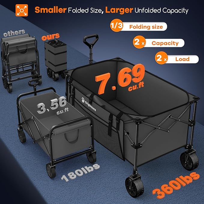 220L Collapsible Wagon Cart Foldable, Utility Carts - Image 4