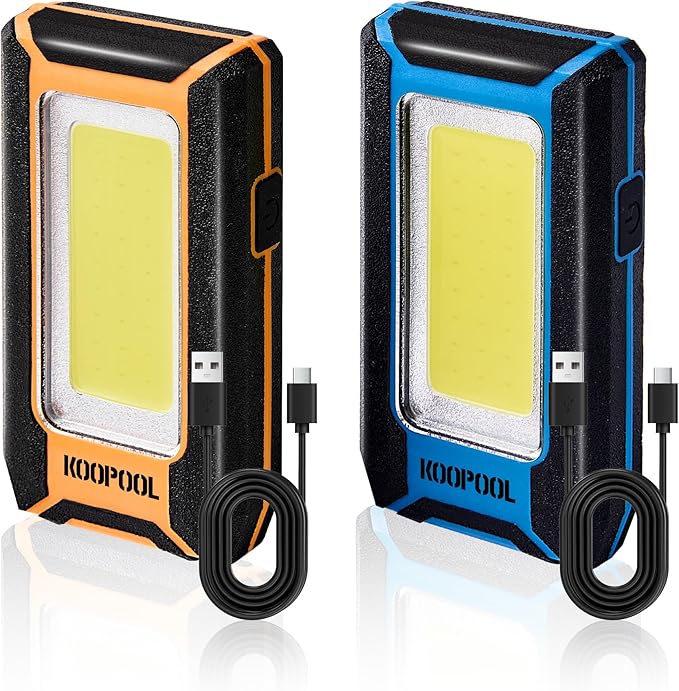 2-pack Magnetic Work Light, Rechargeable LED Flashlight, Portable Lights by KOOPOOL