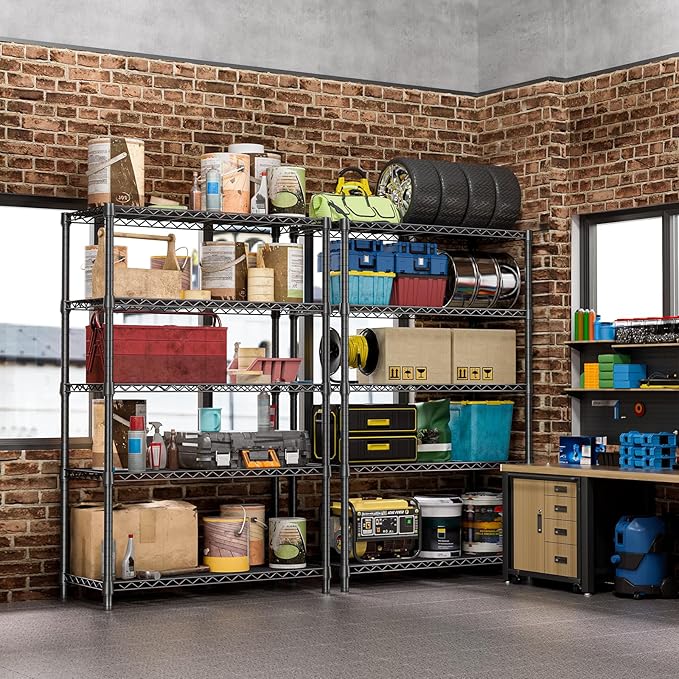 IZEUK 5-Tier Heavy Duty Metal Storage Shelving Unit, Adjustable Steel Wire Rack - Image 6