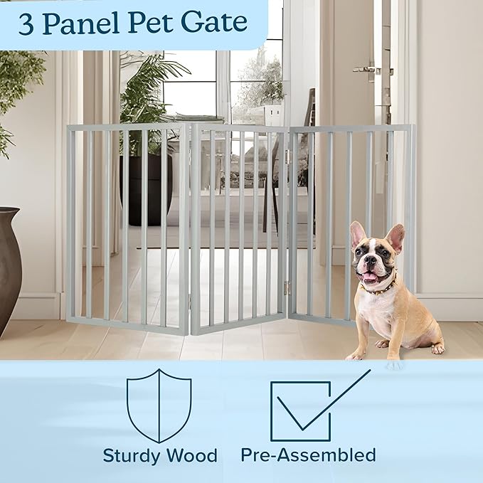 Pet Gate - 3-Panel Indoor Foldable Dog Fence - Image 3