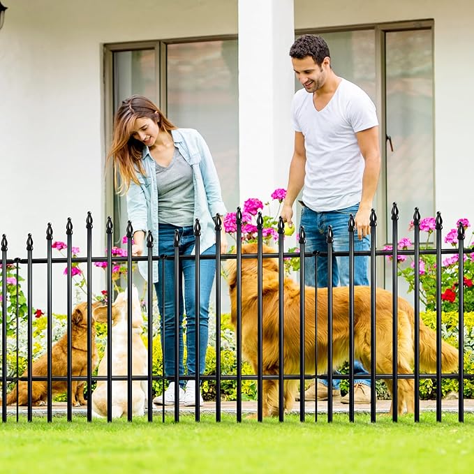 Metal Garden Fence 32" H x 24" W Rustproof Animal Barrier No Dig Decorative - Image 2