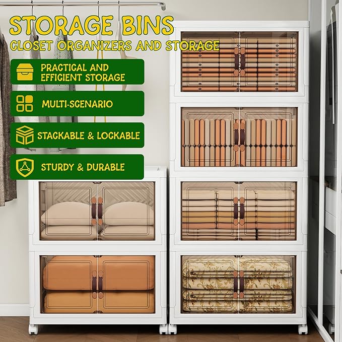 Storage Bins with 2 Lids and Wheels, 942QT-157QT*6Tier Collapsible Bathroom - Image 4