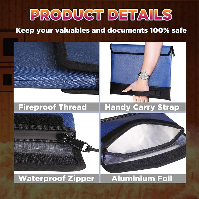 4200℉ Fireproof Bag for Cash, Documents and Valuables - Image 4