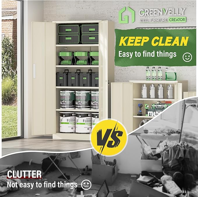Greenvelly Metal Storage Cabinet, Metal Cabinet - Image 7