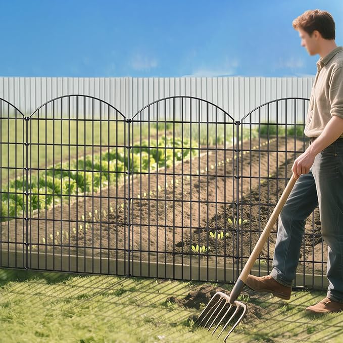 Metal Garden Fence 48in x 12.7ft, 5 Panels + 6 Stakes Dog Fence Border Fence - Image 5