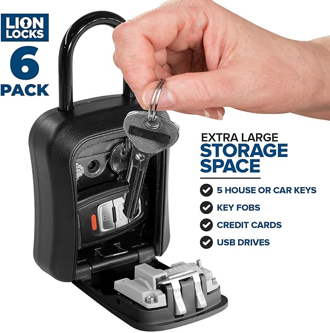 Lion Locks Lock Box for Keys, 6 Pack Black - Image 2