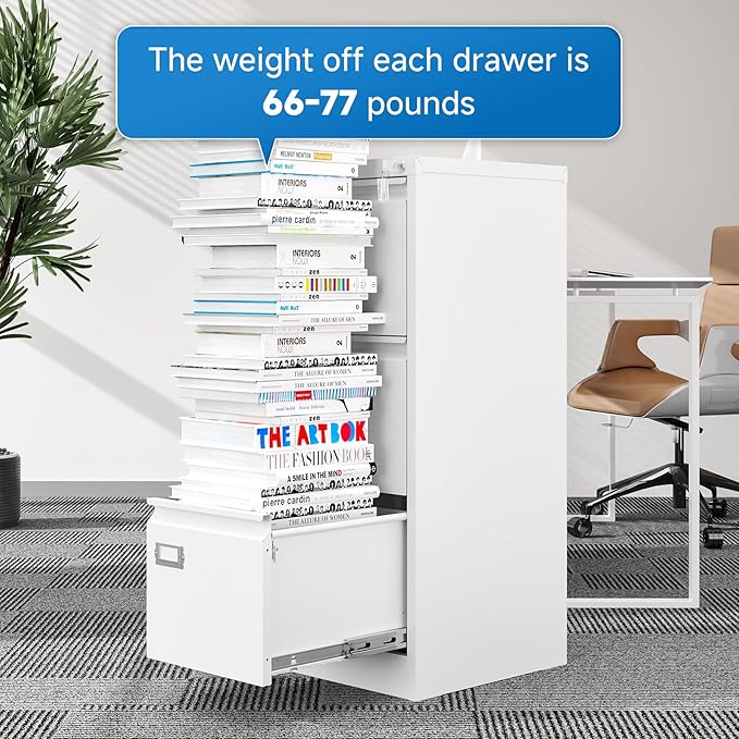 3 Drawer File Cabinet with Lock Metal Vertical File Storage Cabinet Office Home - Image 8