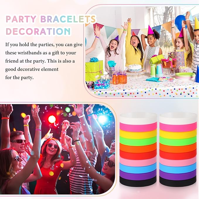 Liliful 100 Pcs Silicone Rubber Wristbands Rubber Wristband Bracelet Bands - Image 5