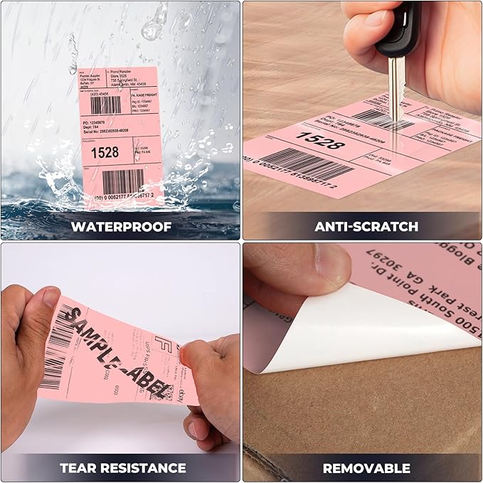 Pink Thermal Labels 3 × 5 Inch Vinyl Self-Adhesive Fanfold Direct Shipping - Image 6