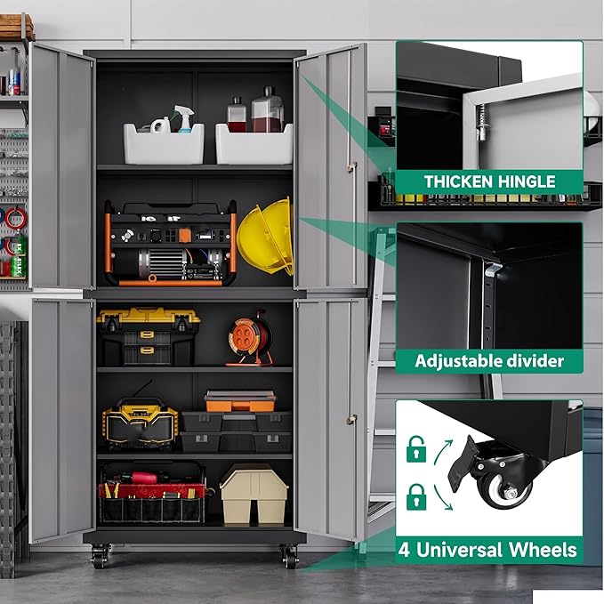 Letaya Metal Garage Storage Cabinet - Image 4