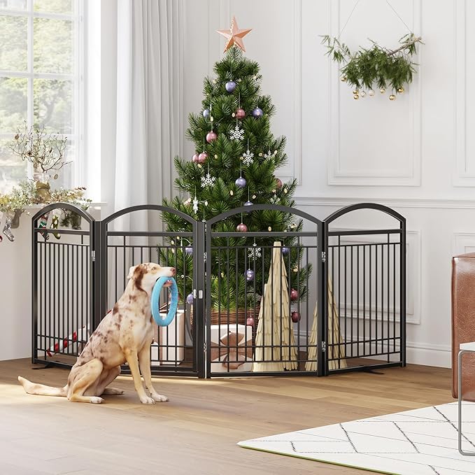 Folding No-Assembly Metal Freestanding Dog Gate - Image 3