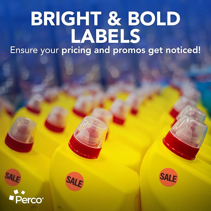 Perco Fluorescent Red 1-Inch Circle Promotional Sale Stickers — 1, 000 Labels - Image 5