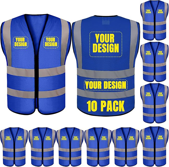 BeautyWill Custom Safety Vest Customized Logo Class 2 High Visibility by BeautyWill