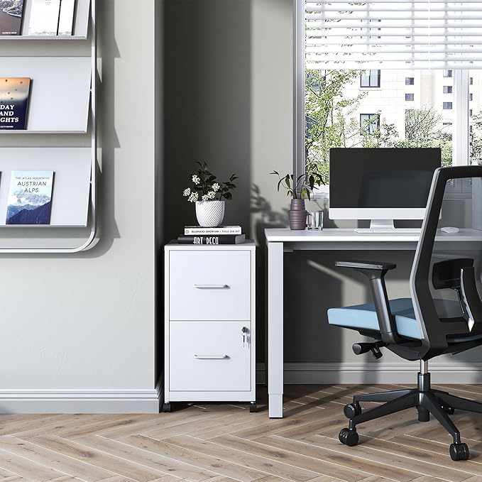 2 Drawer Mobile File Cabinet, Metal Under Desk Filing Cabinet - Image 2