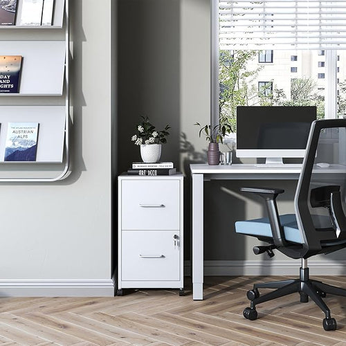 2 Drawer Mobile File Cabinet, Metal Under Desk Filing Cabinet - Image 2