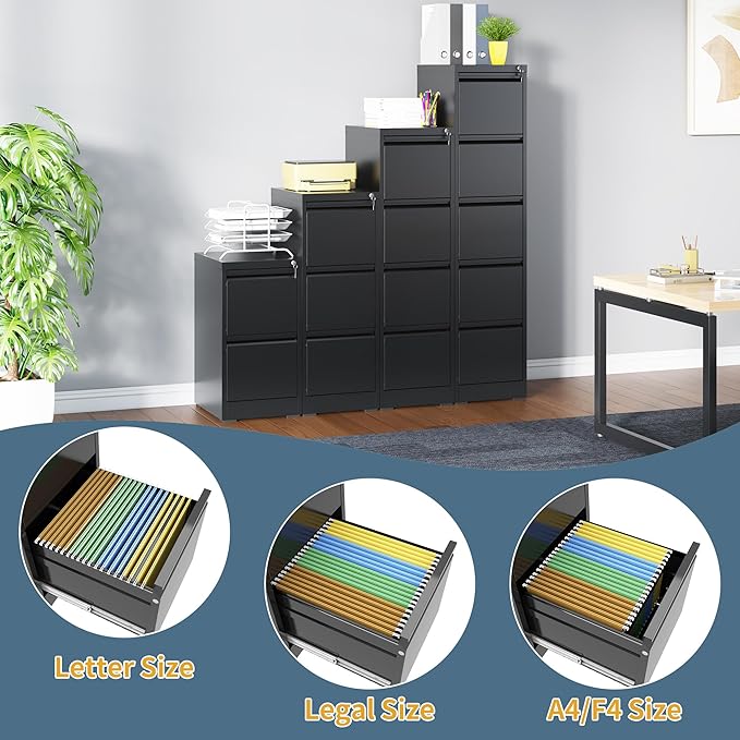 2 Drawer File Cabinet with Lock, Vertical Filing Cabinets - Image 9