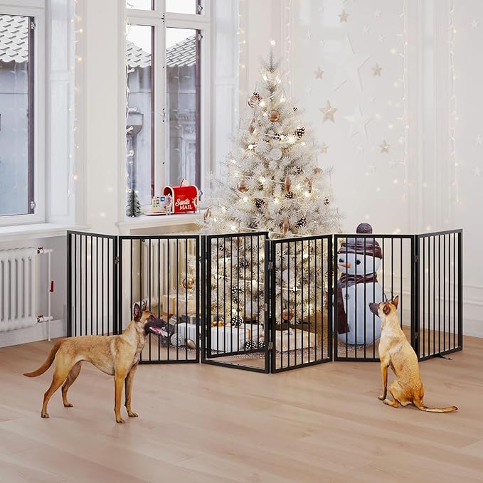 Vantas Folding No-Assembly Metal Pet Gate 120" Wide, Freestanding Accordion - Image 2