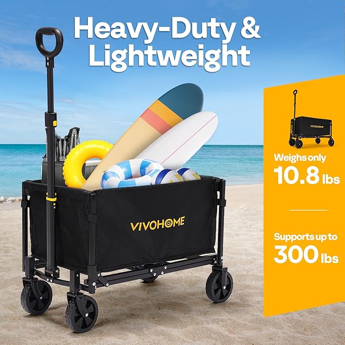 VIVOHOME Collapsible Wagon Cart Lightweight Portable Folding Utility Wagons - Image 2