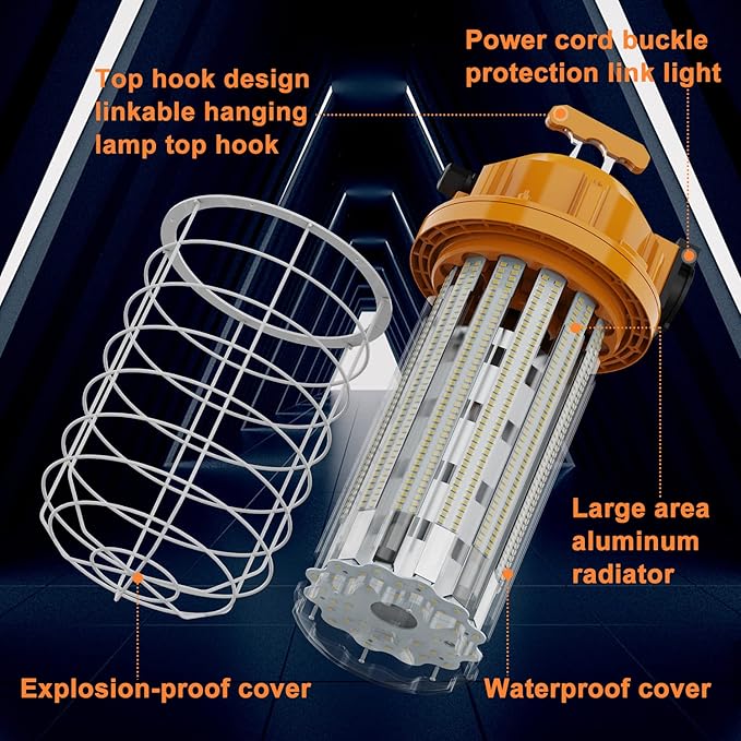 150W LED Temporary Work Light Fixture 24000 Lumen Daylight White 5000K IP64 - Image 4